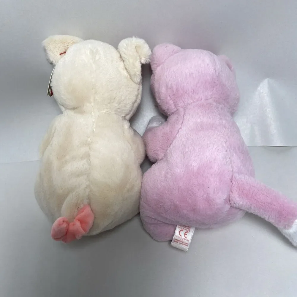 Ty Beanie Bellies Penelope Pink Pig and Lilibelle Pink White Cat Kitty Lot of 2